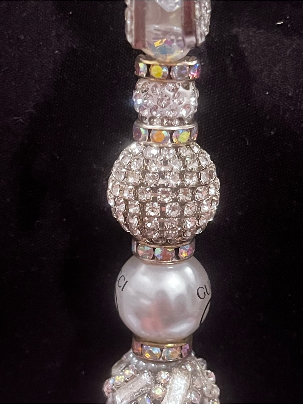 Fashion Designer ultra luxe Silver Crystal Logo focal fancy beaded pen - Picture 7 of 8